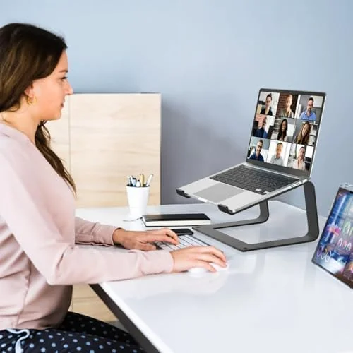 Laptop Stand for Desk Portable Computer Riser Metal Notebook Holder Printer Stand Office Desk Accessories Compatible with MacBook Air, Pro, Dell, HP