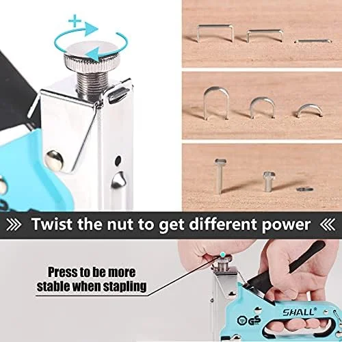 SHALL Staple Gun Heavy Duty - 3-in-1 Upholstery Staple Gun Kit with 3000 Staples, Staple Remover, Manual Brad Nailer with Specific Staples Outlet
