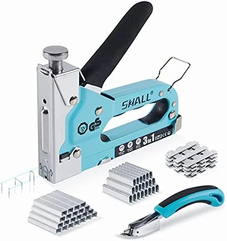 SHALL Staple Gun Heavy Duty - 3-in-1 Upholstery Staple Gun Kit with 3000 Staples, Staple Remover, Manual Brad Nailer with Specific Staples Outlet