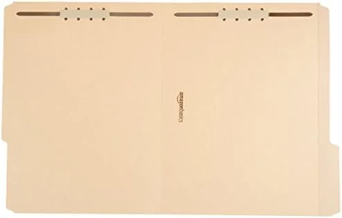 Amazon Basics Manila File Folders with Fasteners for Organized Filing - Letter Size, 100-Pack