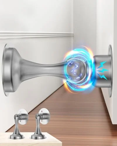 Door Stoppers Magnetic Door Catch - Stainless Steel Magnetic Door Stop 2 Pack, Double-Sided Adhesive Tape, No Drilling, Screws for Stronger Mount