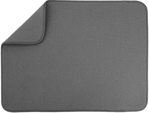S&T INC. Dish Drying Mat XL, 18” x 24”, Absorbent Microfiber Kitchen Counter Mat, Dish Drying Pad for Dishes, Utensils, Pots and Pans, Extra Large