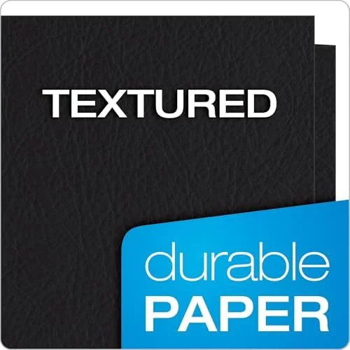 Oxford Twin-Pocket Folders, Textured Paper, Letter Size, Black, Holds 100 Sheets, Box of 25 (57506EE), 8-1/2 x 11