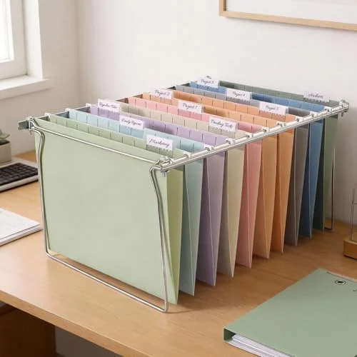 SUNEE Hanging File Folders - 50 Pack Letter Size Hanging File Folders with 1/5-cut Tabs, Stay Organized for Your Home and Office Bulk File, Documents