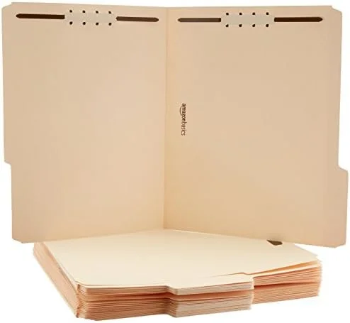Amazon Basics Manila File Folders with Fasteners for Organized Filing - Letter Size, 100-Pack