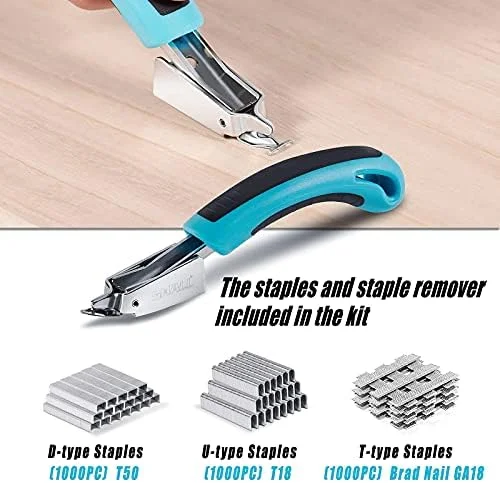 SHALL Staple Gun Heavy Duty - 3-in-1 Upholstery Staple Gun Kit with 3000 Staples, Staple Remover, Manual Brad Nailer with Specific Staples Outlet