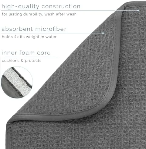 S&T INC. Dish Drying Mat XL, 18” x 24”, Absorbent Microfiber Kitchen Counter Mat, Dish Drying Pad for Dishes, Utensils, Pots and Pans, Extra Large