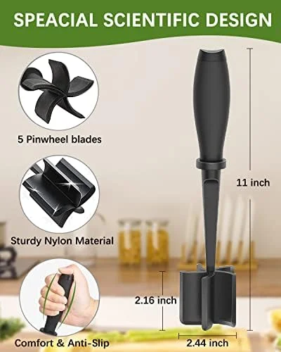 Upgrade Meat Chopper, Heat Resistant Meat Masher for Hamburger, Ground Beef Smasher, Nylon Hamburger Grinder Utensil for Ground Beef, Non Stick Mix