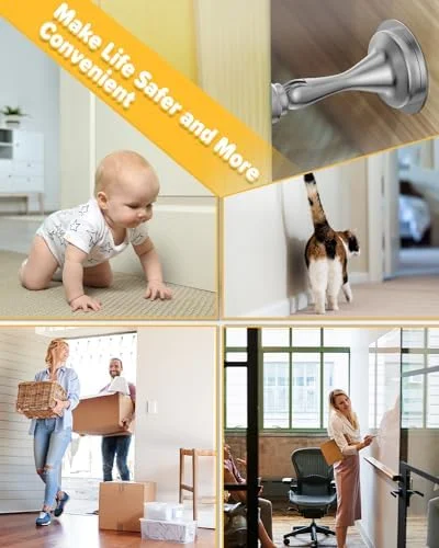 Door Stoppers Magnetic Door Catch - 2 Pack Stainless Steel Heavy Duty Door Holder Stops for Bottom Top of Door - Wall Floor Mounting No Drill Strong