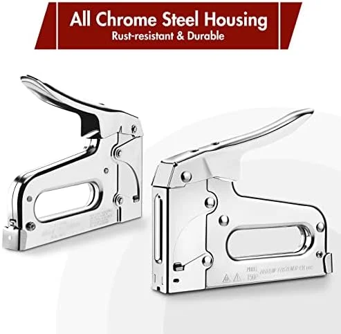 Arrow T50 Heavy Duty Staple Gun Kit - All Chrome Steel Stapler, with 3750 Pieces T50 1/4", 3/8", 1/2" Staples, for Upholstery Professional Projects