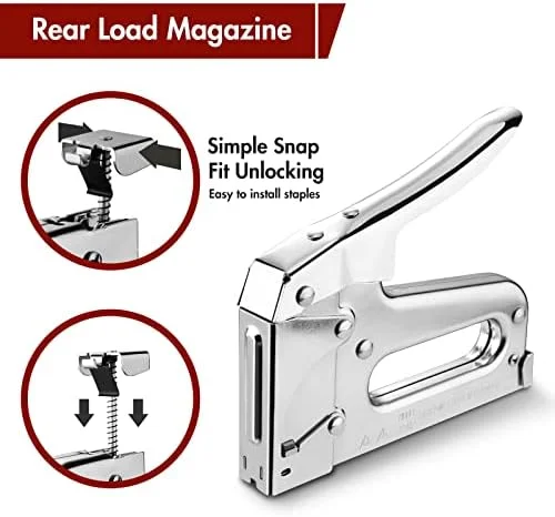 Arrow T50 Heavy Duty Staple Gun Kit - All Chrome Steel Stapler, with 3750 Pieces T50 1/4", 3/8", 1/2" Staples, for Upholstery Professional Projects