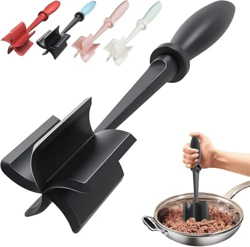 Upgrade Meat Chopper, Heat Resistant Meat Masher for Hamburger, Ground Beef Smasher, Nylon Hamburger Grinder Utensil for Ground Beef, Non Stick Mix