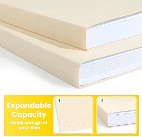 SUNEE File Folders, 30 Pack Manilla Folders 8.5 x 11, 1/3 Cut Tab for Easy Labeling and Organization, Durable Standard Paper for Home, Office, School