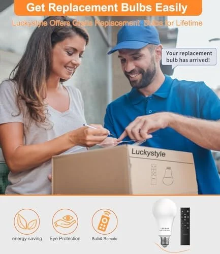 luckystyle Dimmable Floor Standing Tall Lamp - 12W Led Bulb with Lampshade, Foot Switch, Remote Custom Color Temperature Pole for Bedroom, Office