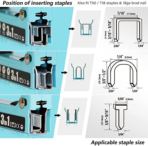 SHALL Staple Gun Heavy Duty - 3-in-1 Upholstery Staple Gun Kit with 3000 Staples, Staple Remover, Manual Brad Nailer with Specific Staples Outlet