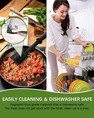 Upgrade Meat Chopper, Heat Resistant Meat Masher for Hamburger, Ground Beef Smasher, Nylon Hamburger Grinder Utensil for Ground Beef, Non Stick Mix