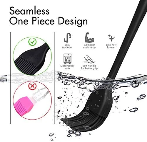 HOTEC 600℉ Heat Resistasnt Basting Brushes - BPA Free Silicone Pastry Brush, Spread Oil Butter Sauce Marinades for BBQ Grill Barbecue Baking Kitchen