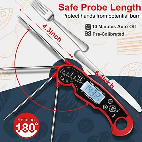 Meat Thermometer Digital for Grilling and Cooking - ANDAXIN Waterproof Ultra-Fast Instant Read Food thermometers with Backlight & Calibration for