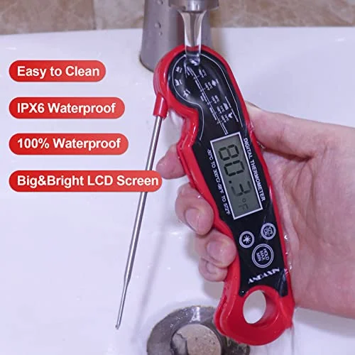 Meat Thermometer Digital for Grilling and Cooking - ANDAXIN Waterproof Ultra-Fast Instant Read Food thermometers with Backlight & Calibration for