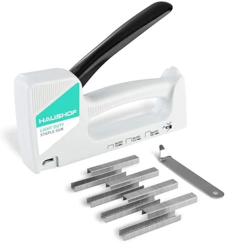 HAUSHOF Light Duty Staple Gun - Upholstery Staple Gun with 800PCS JT21 Staples and Stapler Remover, Fits JT21 Staple of 1/4'', 5/16'' & 3/8'', Used