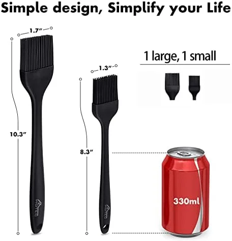 HOTEC 600℉ Heat Resistasnt Basting Brushes - BPA Free Silicone Pastry Brush, Spread Oil Butter Sauce Marinades for BBQ Grill Barbecue Baking Kitchen