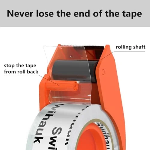 Swihauk 1.88 in x 66.6 YDs Heavy Duty Packing Tape with Dispenser, Strong & Durable Shipping Tape, Packaging Tape, Clear Package Tape for Shipping