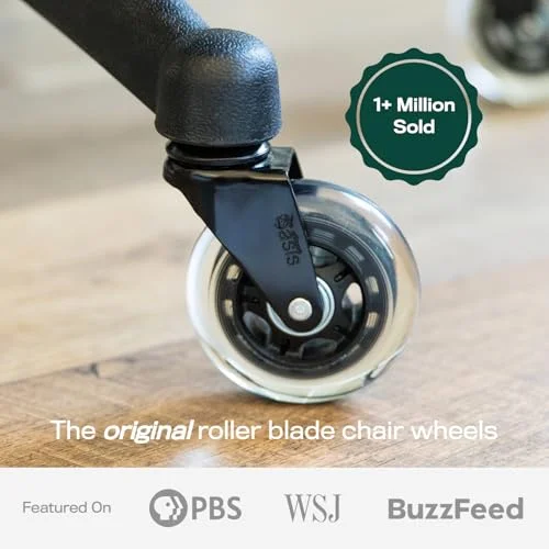 The Office Oasis Original Rollerblade Office Chair Wheels (As Seen On PBS) - Incredibly Smooth & Quiet Casters - Safe for Hardwood Floors & Carpet