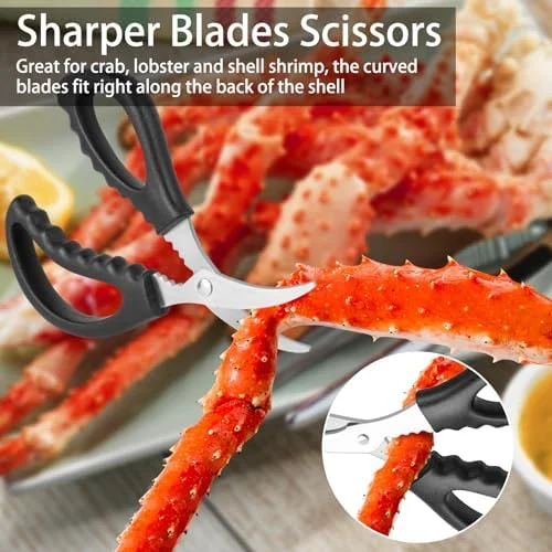 suoundey Seafood Cracker Tool Set With Lobster Sheller Stainless Steel Crab Crackers Crab Leg Fork Seafood Scissors And Storage Bag - Crab Leg Pick