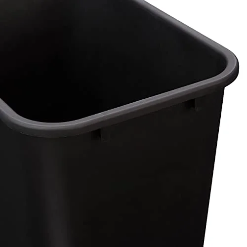 Amazon Basics Rectangular Commercial Office Wastebasket - Easy to Clean, Space-Saving, 10 Gallon, Black