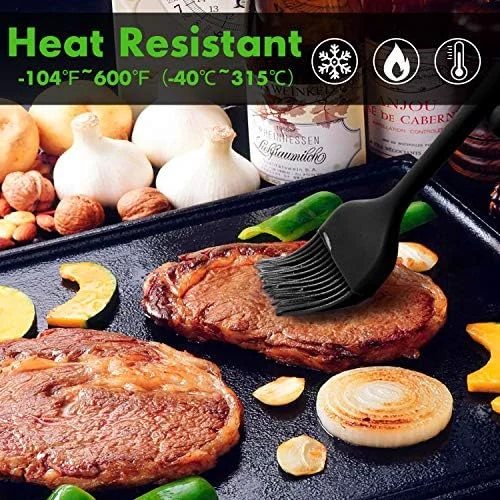 HOTEC 600℉ Heat Resistasnt Basting Brushes - BPA Free Silicone Pastry Brush, Spread Oil Butter Sauce Marinades for BBQ Grill Barbecue Baking Kitchen