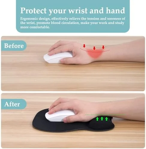 EooCoo Ergonomic Mouse Pad with Wrist Support - Mousepad with Memory Foam Wrist Rest and Non-Slip Base for Computer, Cafe, Home & Office, 9.64 x 8.26