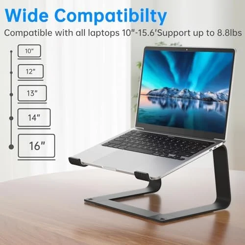 Laptop Stand for Desk Portable Computer Riser Metal Notebook Holder Printer Stand Office Desk Accessories Compatible with MacBook Air, Pro, Dell, HP