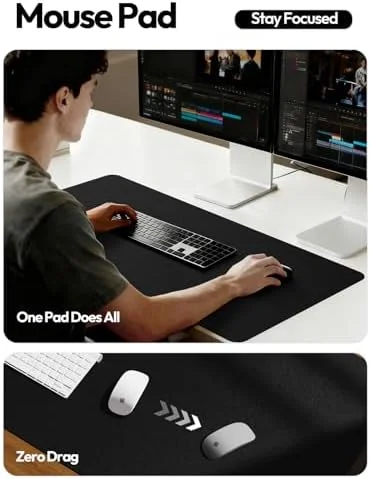 YSAGi Leather Office Desk Pad Protector, Large Mouse Pad, Non-Slip, PU Leather, Laptop Desk Blotter, Waterproof Writing Pad for Office and Home