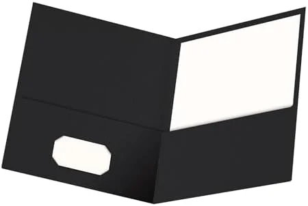 Oxford Twin-Pocket Folders, Textured Paper, Letter Size, Black, Holds 100 Sheets, Box of 25 (57506EE), 8-1/2 x 11