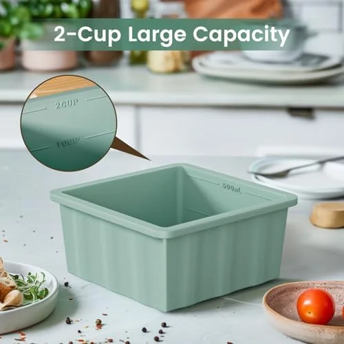 Silicone Freezer Tray for Soup Ice Cubes: 2-Cup Freezing Trays with Lid for Meal Prep - 4Pack Silicon Soup Portion Freeze Tray Make Stock Souped Ice