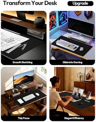 YSAGi Leather Office Desk Pad Protector, Large Mouse Pad, Non-Slip, PU Leather, Laptop Desk Blotter, Waterproof Writing Pad for Office and Home