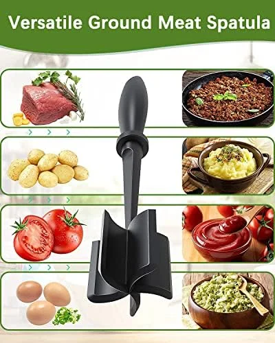 Upgrade Meat Chopper, Heat Resistant Meat Masher for Hamburger, Ground Beef Smasher, Nylon Hamburger Grinder Utensil for Ground Beef, Non Stick Mix