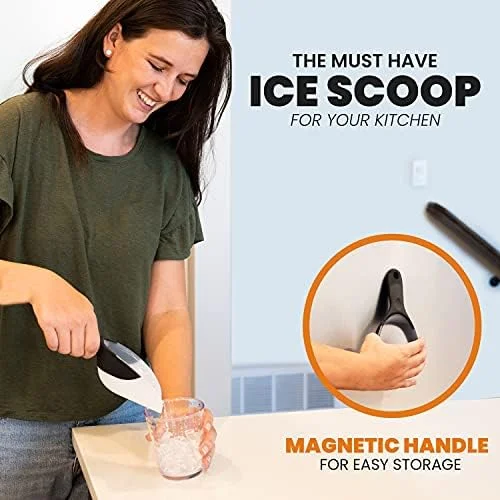 Spring Chef Magnetic Ice Scoop for Freezer - BPA-Free Flexi-Plastic Popcorn Scoop with Soft Grip Handle - Dishwasher Safe Ice Scooper - Kitchen Food