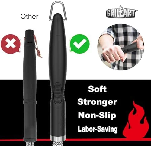 GRILLART Grill Brush and Scraper, Extra Strong BBQ Cleaner Accessories, Safe Wire Bristles Barbecue Triple Scrubbers Cleaning Brush for Gas/Charcoal