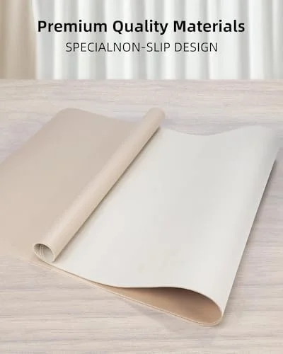 AFIING Desk Pad Protector 23.6" x 13.7" - Non-Slip Waterproof PU Leather Desk Mat for Mouse - Keyboard, Laptop, Office and Home Workspace (Beige)