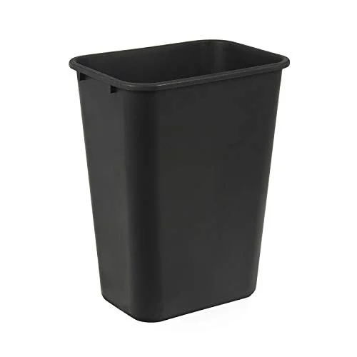Amazon Basics Rectangular Commercial Office Wastebasket - Easy to Clean, Space-Saving, 10 Gallon, Black