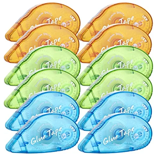 12 Pack Double Sided Tape Roller - Scrapbooking Tape, Permanent Adhesive Tape Dispenser Runner for Crafts and Arts Projects, Photo-Safe