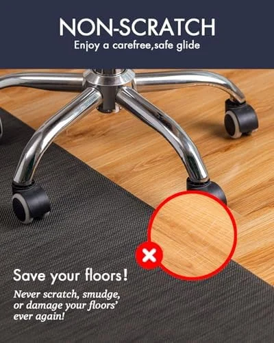 Office Chair Mat for Hardwood Floor Under Desk Computer Rolling Chair Mat for Wood/Tile Floor Non-Slip Heavy Duty Desk Rug PVC Plastic Hard Floor