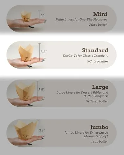 Bake Choice 200pcs Natural Tulip Cupcake Liners for Baking Cups Unbleached European Parchment paper Tulip Muffin Liners - Cupcake Wrapper for Party