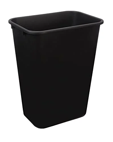 Amazon Basics Rectangular Commercial Office Wastebasket - Easy to Clean, Space-Saving, 10 Gallon, Black
