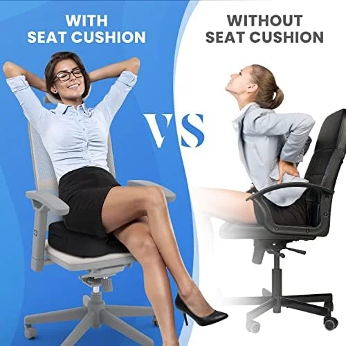 TushGuard Seat Cushion for Office Chair Memory Foam Non-Slip Cushion Back - Relief Chair Pad, Butt Pillow for Office Chair, Car, Computer Desk, Black
