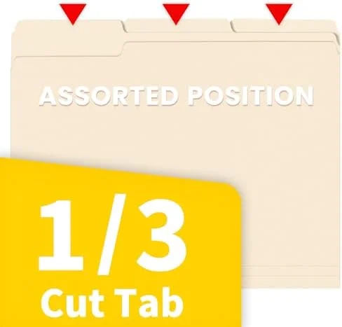 SUNEE File Folders, 30 Pack Manilla Folders 8.5 x 11, 1/3 Cut Tab for Easy Labeling and Organization, Durable Standard Paper for Home, Office, School