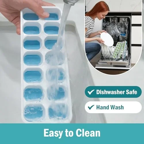 3 Pack Ice Cube Trays with Lid for Freezer, Flexible Silicone Bottom for Easy Release, Stackable Space-Saving Ice Molds, 1.2" Cubes Color-Coded (2