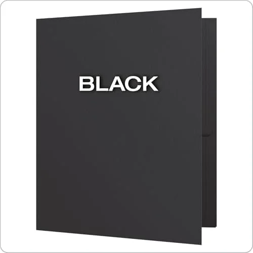 Oxford Twin-Pocket Folders, Textured Paper, Letter Size, Black, Holds 100 Sheets, Box of 25 (57506EE), 8-1/2 x 11