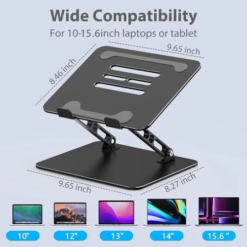 Adjustable Laptop Stand for Desk, Metal Foldable Laptop Riser Holder, Portable Desktop Book Stands, Ventilated Cooling Computer Notebook Stand